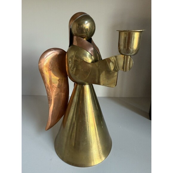 Vintage Copper & Brass Angel Candle Holder Hong Kong 9.5” - Picture 2 of 5